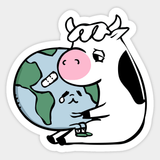 World Hugs Cow Sticker